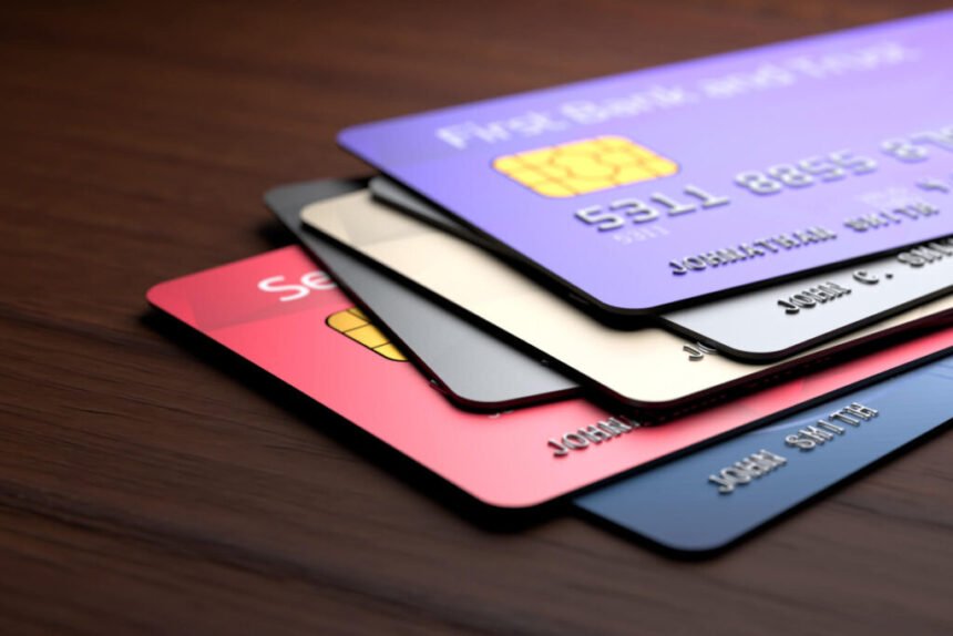 cartões de crédito empilhados