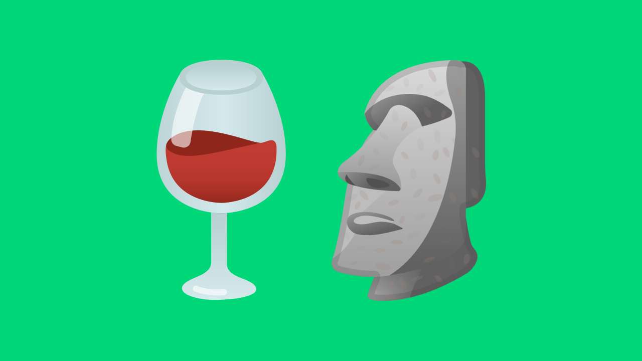Emojis Taça de Vinho e Cabeça de Pedra 🍷🗿