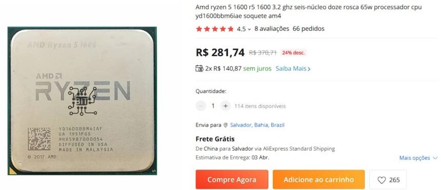 Ryzen 5 1600 do AliExpress