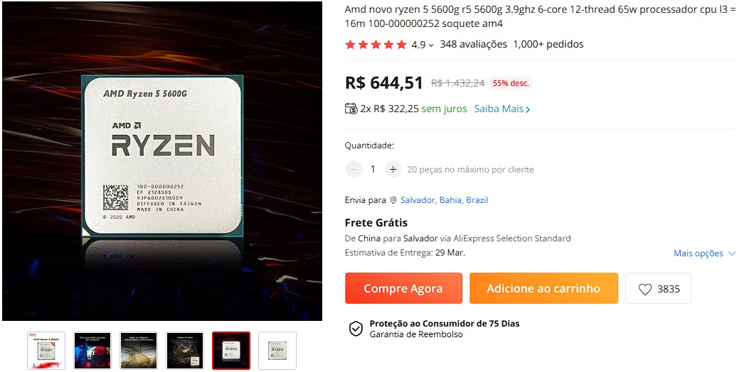 Ryzen 5 5600G barato do AliExpress