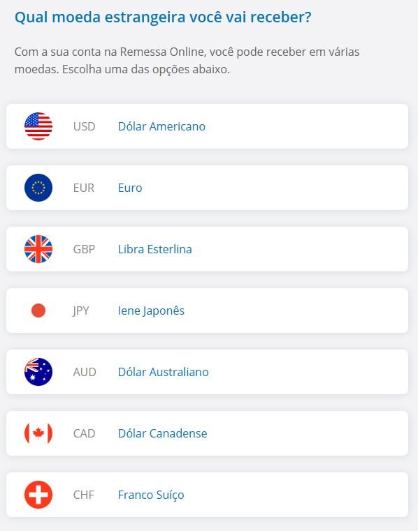 moedas estrangeiras remessa online