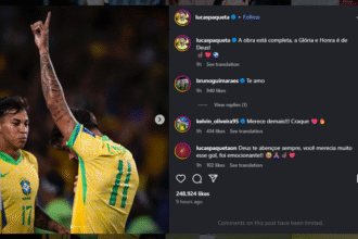 Publicação de Lucas Paquetá no Instagram