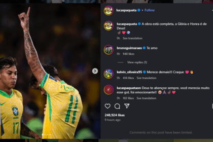 Publicação de Lucas Paquetá no Instagram