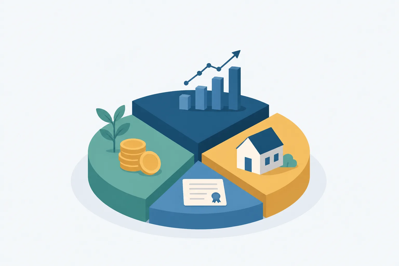 Ilustração financeira sobre Carteira de investimentos para iniciantes em 2026: como montar, alocar e rebalancear com pouco dinheiro
