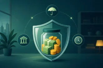 Ilustração financeira sobre Como organizar uma reserva de emergência sólida: quanto guardar, onde aplicar e quando usar