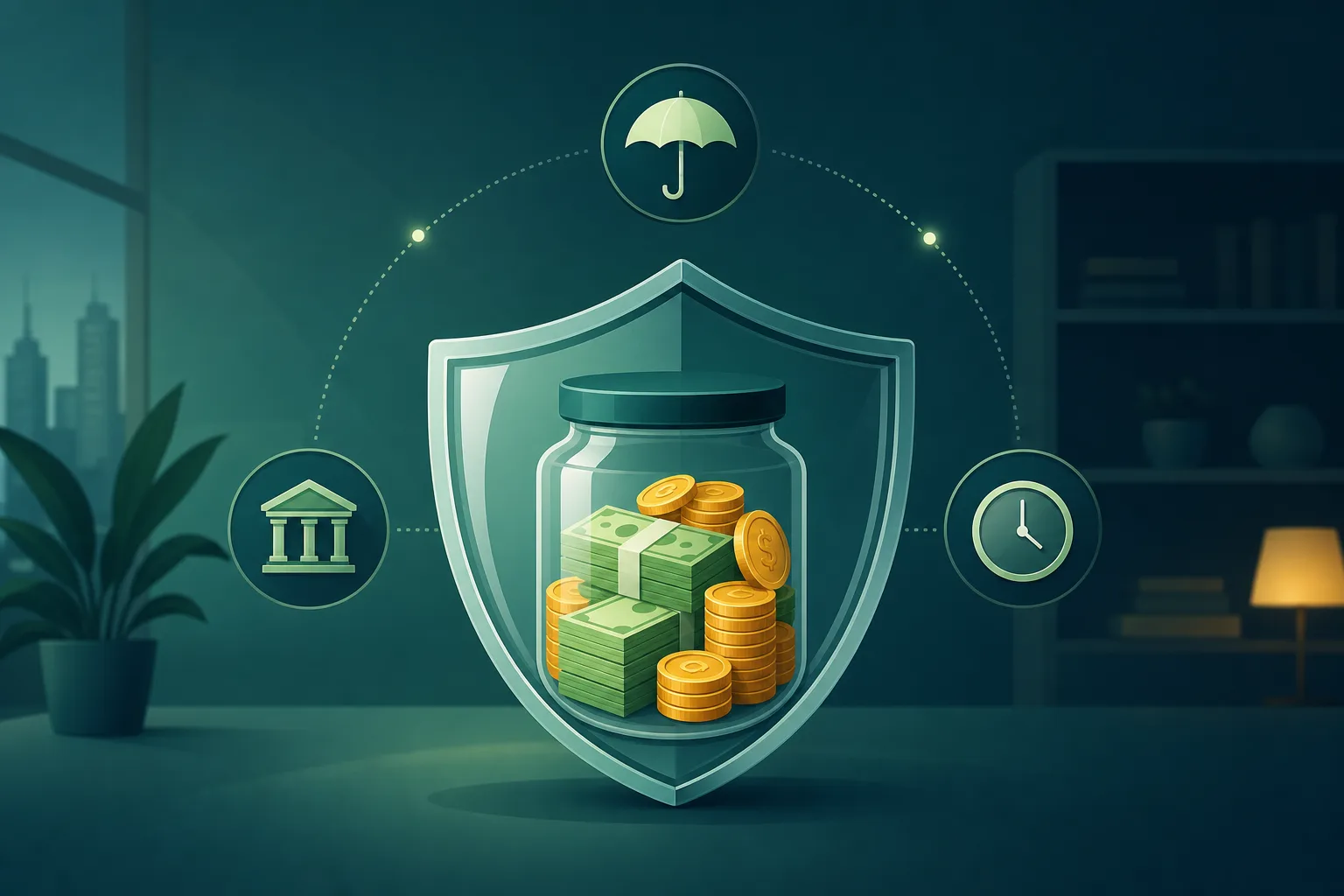Ilustração financeira sobre Como organizar uma reserva de emergência sólida: quanto guardar, onde aplicar e quando usar