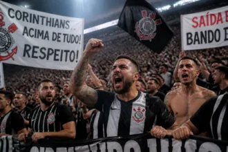 Torcida do Corinthians protesta em jogo contra o Atlético-MG