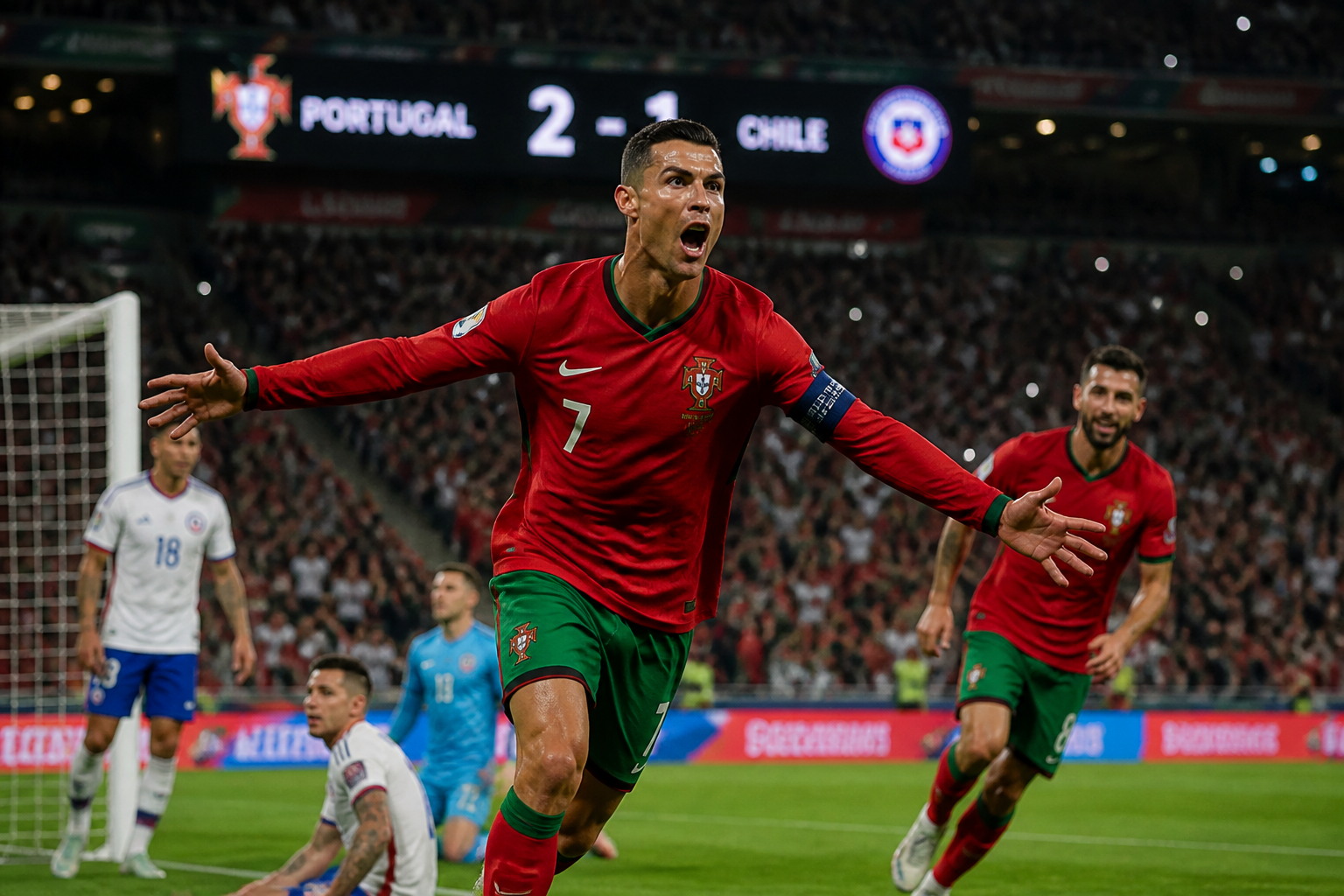 Portugal vence Chile em amistoso com expulsões e gols decisivos