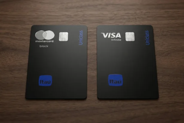 Cartões Itaú Uniclass Black e Infinite sobre a mesa