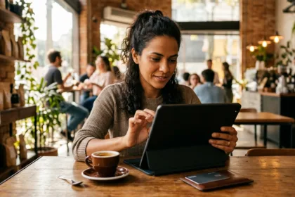 Mesa de escritório com computador e relatórios para análise de cartão fácil de aprovar limite alto