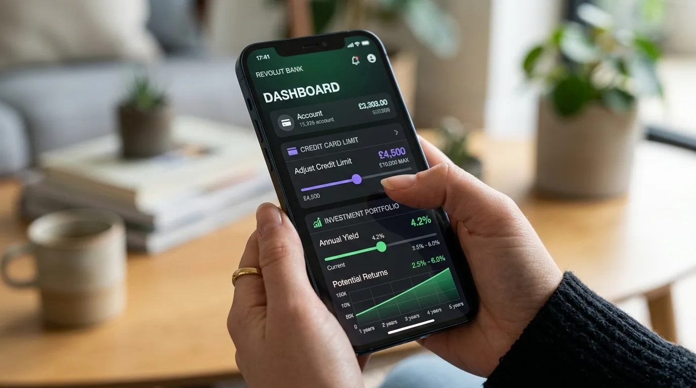 Aplicativo bancário configurando limite investido para cartão fácil de aprovar limite alto