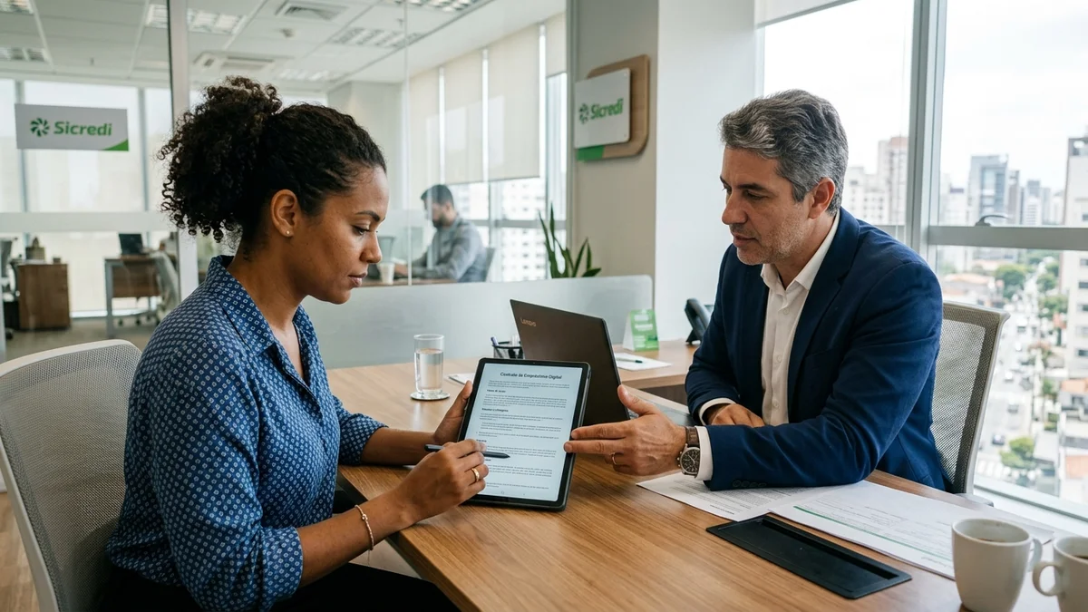 Contrato seguro de empréstimo com débito na fatura de energia Assinatura digital de contrato comprovando se empréstimo na conta de luz é confiável em escritório