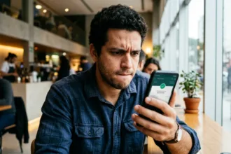 homem brasileiro verificando se credpix é confiável antes de contratar empréstimo pelo pix