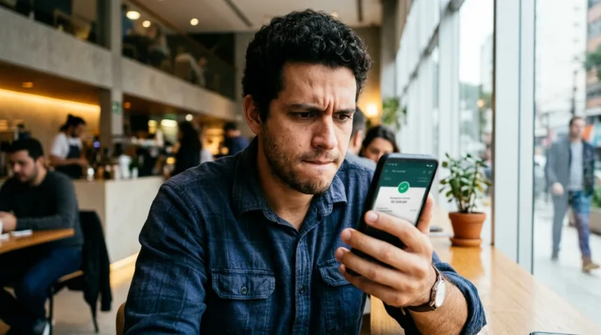 homem brasileiro verificando se credpix é confiável antes de contratar empréstimo pelo pix