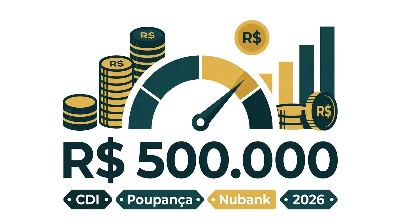 quanto rende 500 mil no cdi por mês em 2026 comparando nubank poupança e cdb