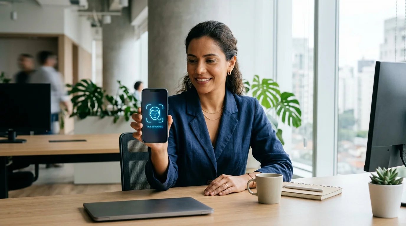 Segurança de dados e biometria digital em aplicativo que antecipa salário
