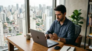 Empreendedor consultando situação cadastral na Receita Federal para regularizar um cnpj inapto