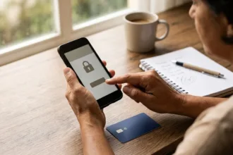 Consumidor brasileiro aprendendo como desbloquear cartão de crédito pelo aplicativo