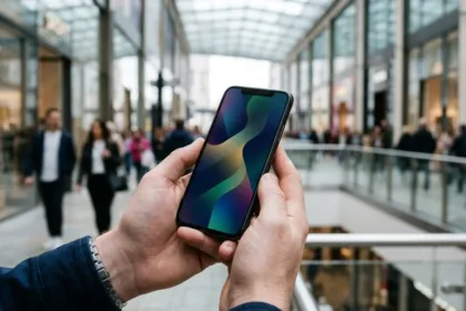 Profissional utilizando smartphone 5G com plano móvel digital nucel nubank como funciona